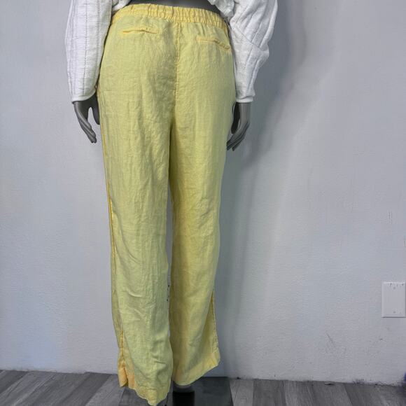 Linen Butter Yellow Pull On Tapered Pants Pockets Size Large Summer Charter Club - Picture 8 of 8